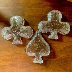 Tiara Sandwich Indian Glass poker card suit clubs and Spade Vintage glass dishes